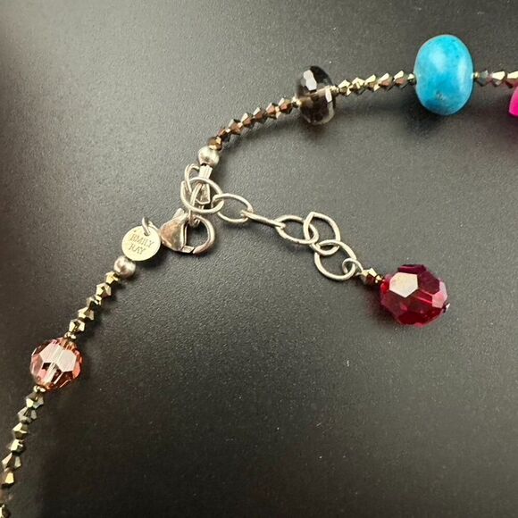 Emily Ray Colorful Multi Stone & Crystal Long Statement Necklace - Picture 8 of 9